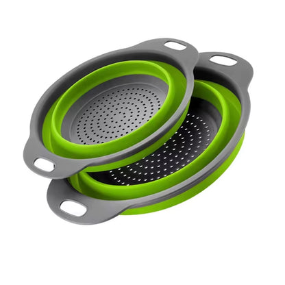 Silicone Folding Drain Basket Fruit Vegetable Washing Basket Foldable Strainer Colander Collapsible Drainer Kitchen Storage Tool